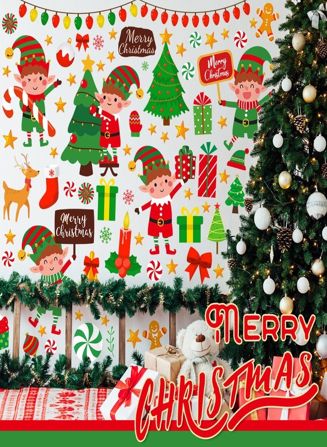 Resholder 131 Pcs 6 Sheets Christmas Elf Stickers Christmas Wall Elf Window Clings Xmas Window Films Home Decorations for Winter Holiday Classroom Office Party Supplies - Image 3